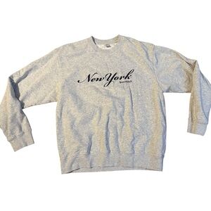 Sporty&Rich New York Crewneck - Heather Gray/Navy Size Large